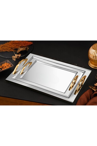 Tiamo Gold Twisted Tea and Coffee Tray - 18/10m Steel