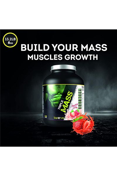Laperva Triple Mass Gainer, Strawberry Milkshake, 6 LB