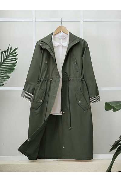 Modamorfo Organic Cotton Trenchcoat – Tunnel-Schnürung, Oberteil mit Taschendetail, ungefüttert und gewaschen