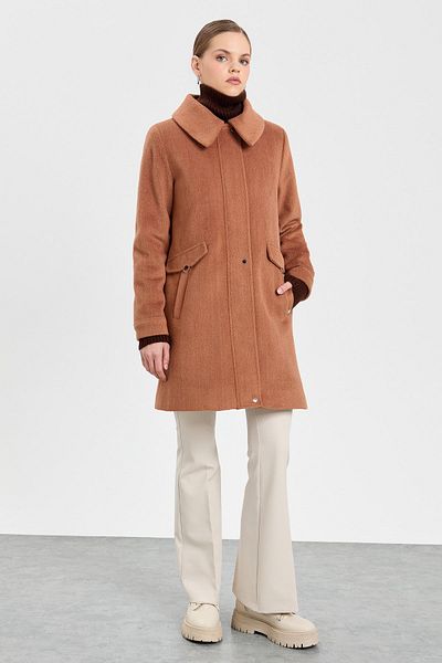 Nihan Pocket Detailed Stamp Coat Tan