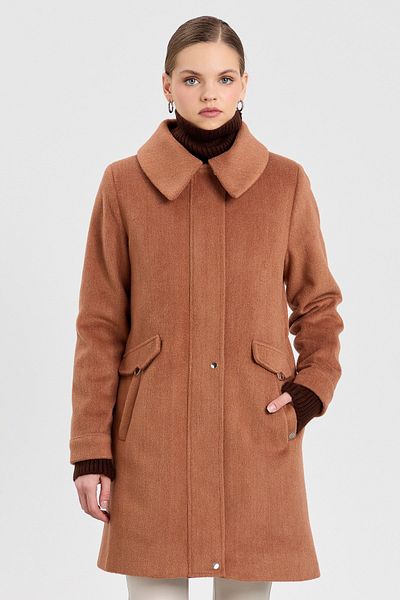 Nihan Pocket Detailed Stamp Coat Tan