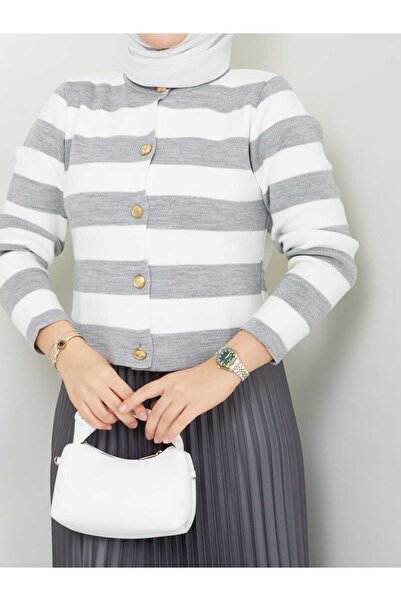 modapark.ist Γυναικεία ριγέ πλεκτή ζακέτα