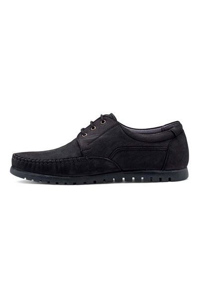 ZAC SHOES ZAÇ 3010 Pantofi pentru bărbați cu șireturi din piele intoarsa NEGRI