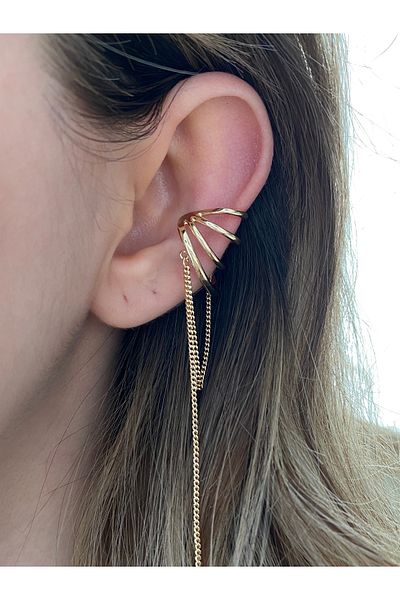 Pinery Jewels Dangle 4 Row Brass over Plated Finish Women's Earcuff Cartilage Earrings