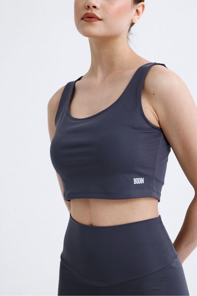 bodin Comfortlux Strappy Double Layer Lined Crop Top Bustier