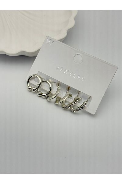 ilvesa shop Zircon Stone Set Hoop Earrings