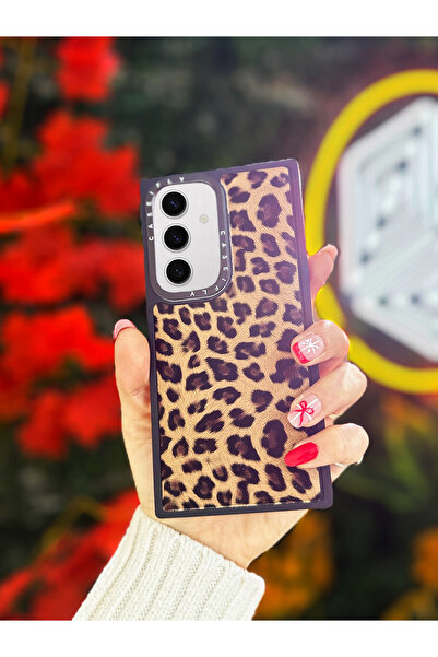 OSG Samsung S24 Uyumlu Kılıf Leopar Desenli Kabartmalı Desenli Darbe Emici Lü...