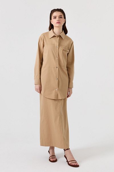 Nihan Large Pocket Detailed Sports Canvas Jacket Camel