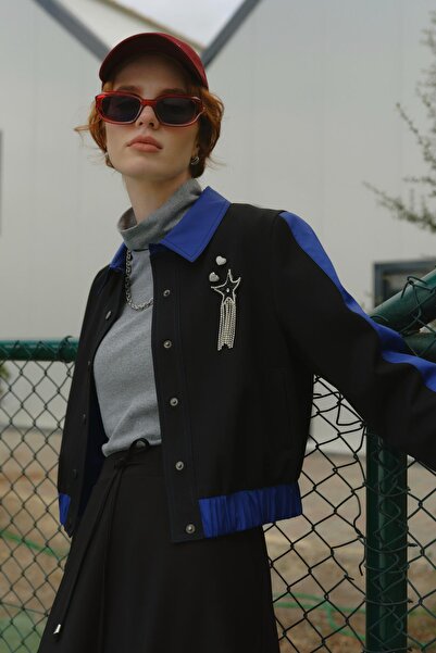 Nihan Şerit Detaylı Spor Ceket Siyah