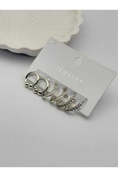 ilvesa shop Zircon Stone Set Hoop Earrings
