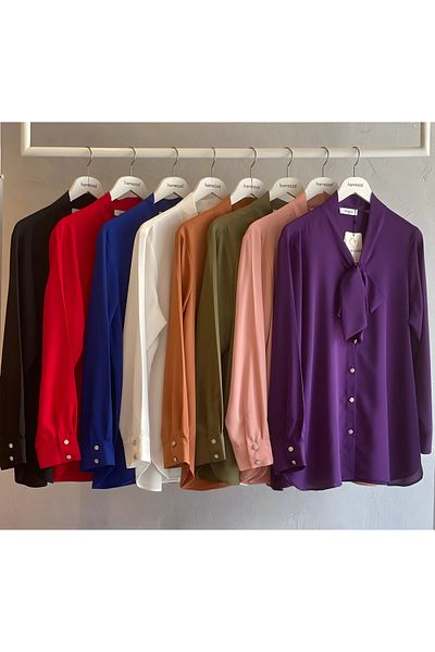 Hanezza Plus Size Jesica Tie Collar Shirt