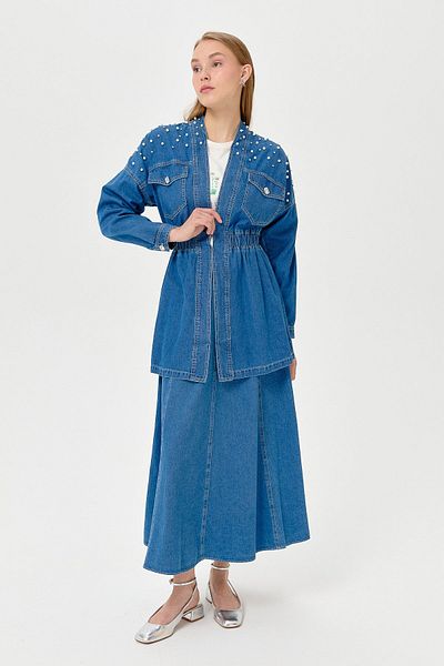 Nihan Jachetă de blugi - Design cu piatră și perle