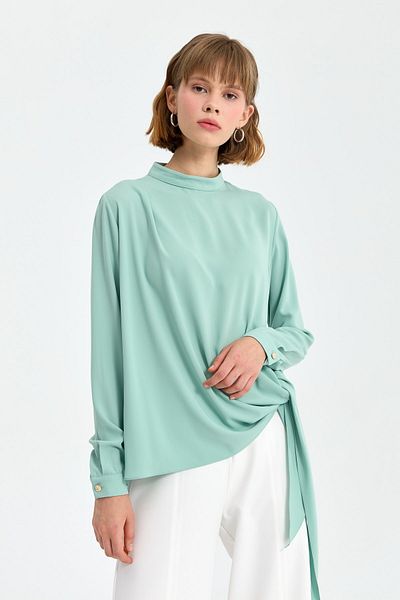 Nihan Mint Wrap Tie Blouse