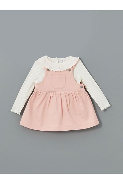 LC Waikiki Lcw Baby Crew Neck Baby Girl Blouse and Dress 2Pcs