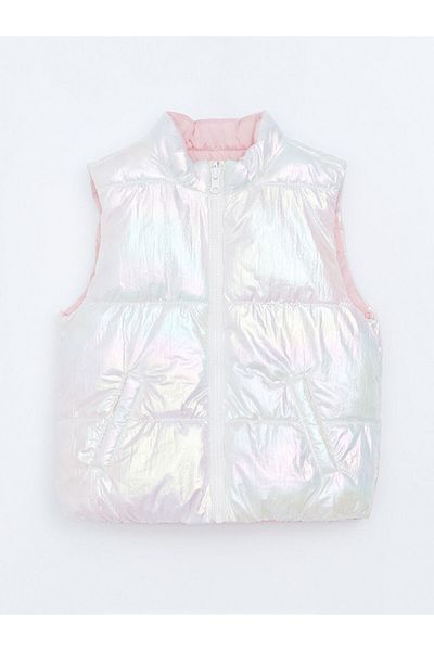LC Waikiki Γυαλιστερό κοριτσίστικο γιλέκο LCW Kids Stand-up Collar