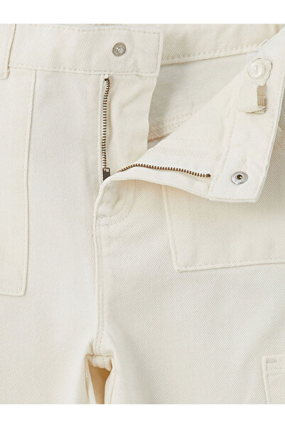 LC Waikiki Lcw Kids Girls Cargo Jean Pants with Adjustable Elastic Waist