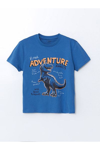 LC Waikiki Crew Neck Dinosaur Printed Boys' T-Shirt and Shorts 2-Piece