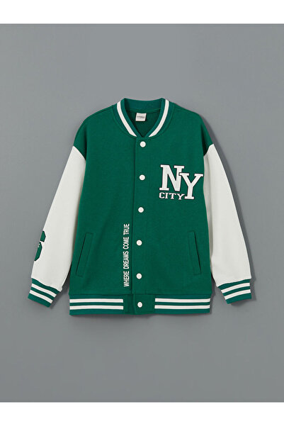 LC Waikiki Lcw Kids Green Printed Boys' College Jacket