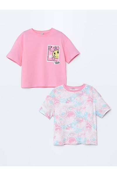 LC Waikiki LCW Kids Crew Neck T-Shirt για κορίτσια 2 Συσκευασία