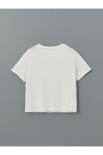 LC Waikiki Lcw Dětské dívčí tričko s květinovým výstřihem Crew Neck