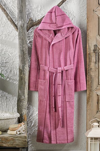 Semecca Μπουρνούζι Unisex Plum από βαμβακερή βελούδινη κουκούλα.