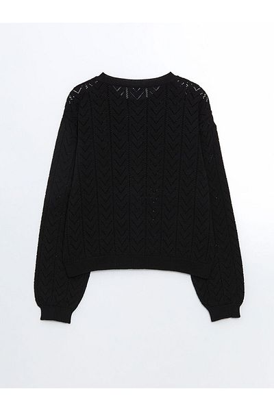 LC Waikiki Cardigan tricotaj pentru fete ajurat cu gâtul turn pentru copii LCW