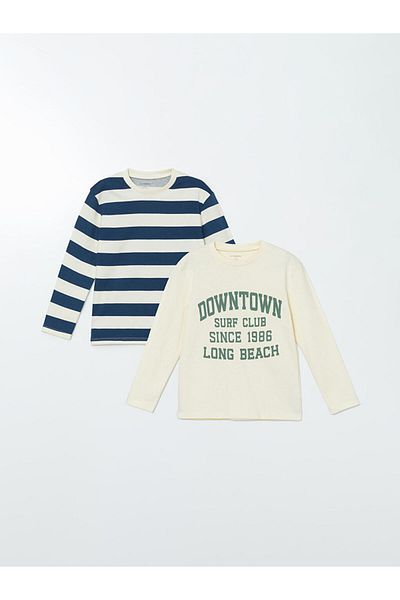 LC Waikiki Lcw Kids Crew Neck Printed Boy's T-Shirt 2-Piece