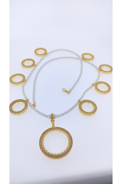 elisitakistory Çeyrekaltın Takmak Için Ortatam 9 Lu Kolye Altın Kaplama 73 Cm