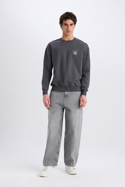 DeFacto Fast & Furious Boxy Fit Crew λαιμόκοψη με στάμπα χοντρό φούτερ E1115AX25SP