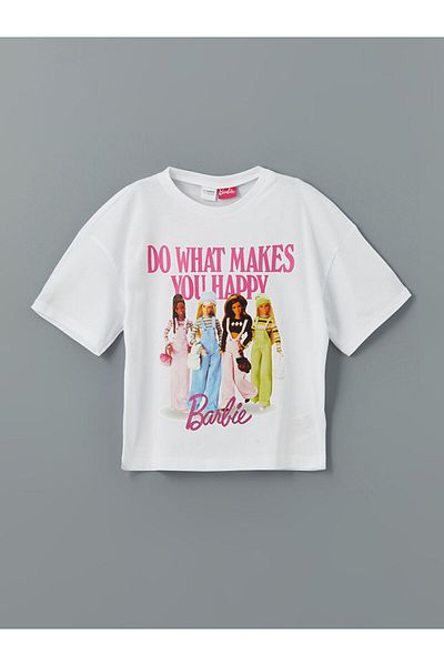 LC Waikiki Set pijamale pentru fete cu imprimeu Barbie cu decolteu nou sezon - S56931Z4