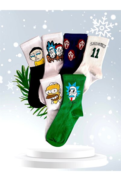 çorapdunyam Πακέτο 6 Unisex πολύχρωμες απλές χαρούμενες κάλτσες τένις κολλεγίου Fd0988