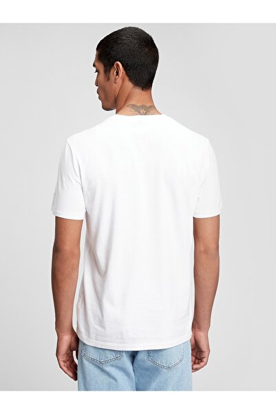 GAP Erkek Beyaz Bisiklet Yaka Basic T-Shirt