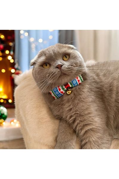Melo New Year's New Year's Pattern Ribbon Cat and Small Breed Dog Collar