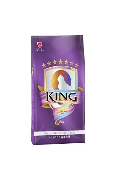 King Multicolor Renkli Taneli Kuzu Etli Yetişkin Kedi Maması 15 Kg