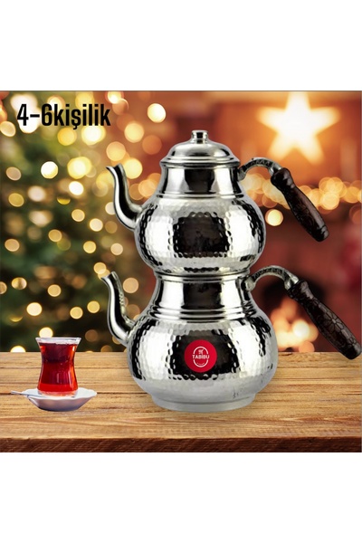 Tabibu Bakır çaydanlık takımı ağır dövme büyük aile boyu 4-6kişilik