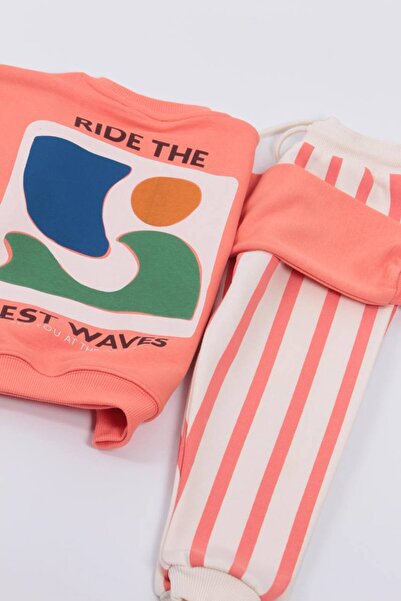 Butik Unisex Children's Striped Slogan Set