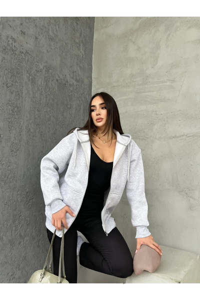 Klein-OFF Φούτερ με φερμουάρ με κουκούλα καγκουρό