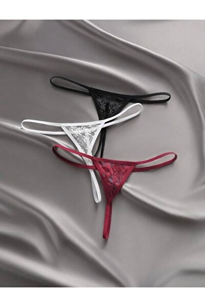 Oprah 3 Lü Paket Dantelli Seksi String Tanga