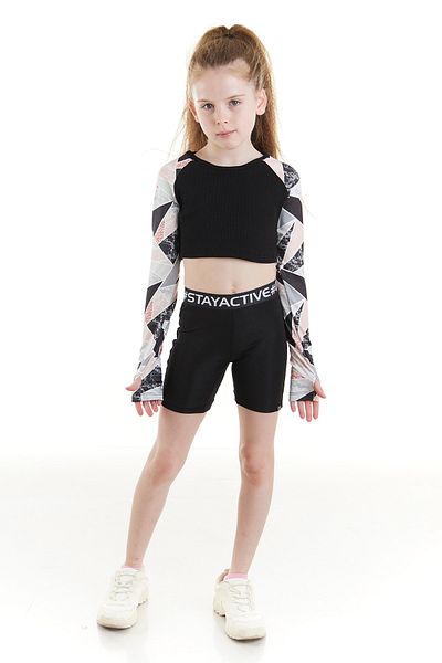 Colorinas Tori Flower Patterned Long Sleeve Girl's Crop Sweatshirt