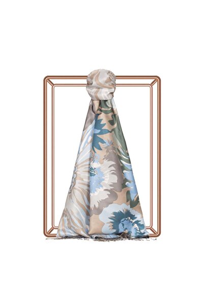 ipekevi Nihavent Desenli İpek Şal 06111 Bebek Mavi