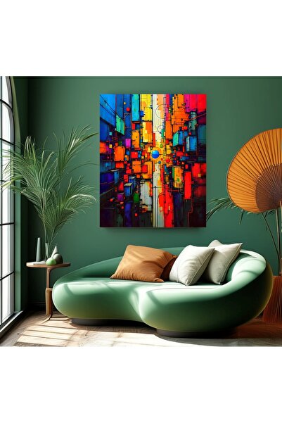 KanvasSepeti Pictură în ulei de perete cu culori albastre abstracte, texturat...