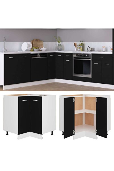 vidaxl Corner Bottom Cabinet Lyon Black 75.5x75.5x81.5 cm Engineered Wood