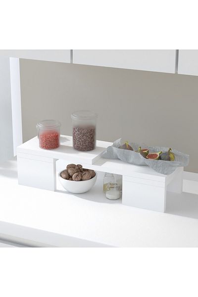 Mahmayi Wooden Storage Rack Kitchen Shelf Organiser, Spice Racks-Premium White
