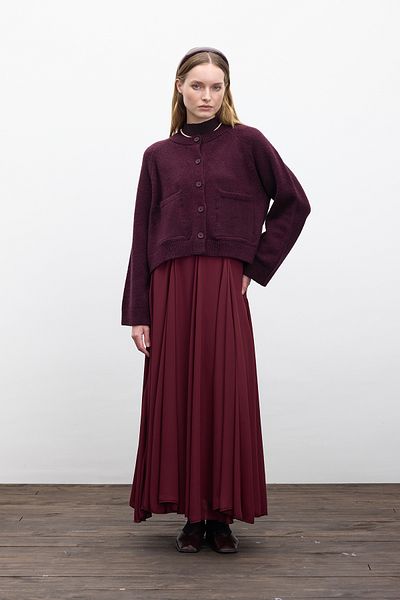 Manuka Pflaumenfarbene, einfarbige Strickjacke mit Knöpfen