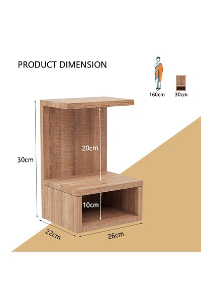 Mahmayi Wooden Small Mandir, Temple with Single Open Shelf-Brown Arizona Oak