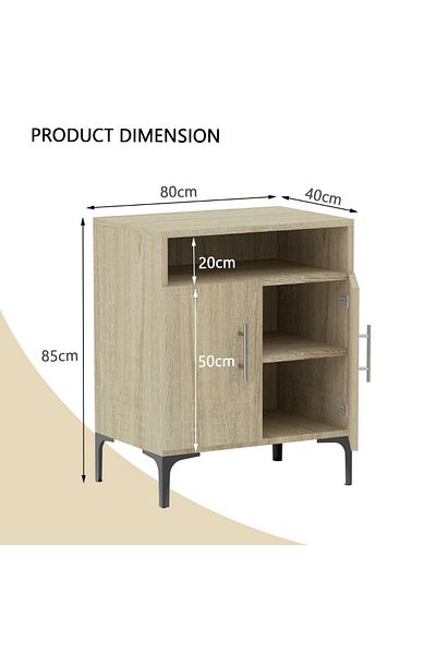 Mahmayi Medium Height Cabinet with 2 Door Storage and Single Open Shelf-Grey Bardolino Oak