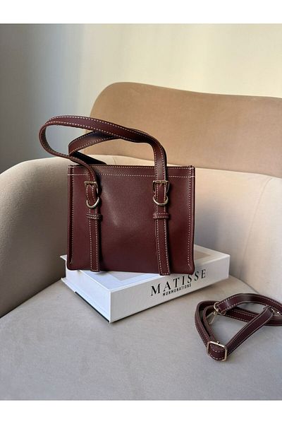 Moda Sekiz Geantă de mână și de umăr pentru femei, roșu Claret, cu închidere cu fermoar