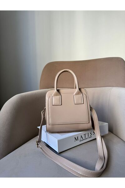 Moda Sekiz Women's Cream Faux Leather Timeless Trend Model Cross Strap Hand a...