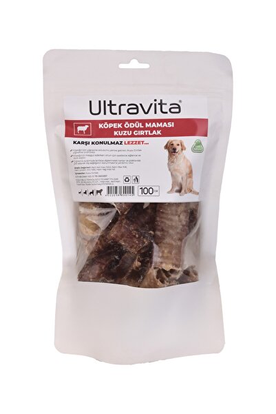 ULTRAVİTA 100 Gr Kuzu Gırtlak %100 Doğal Yüksek Proteinli Kurutulmuş Çiğnemelik Köpek Ödül Maması