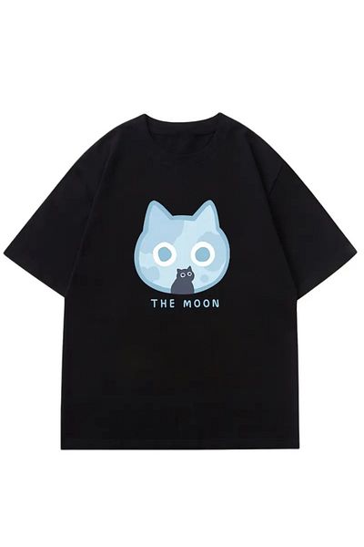Touz Moda Μπλουζάκι Unisex The Cat Moon Oversize